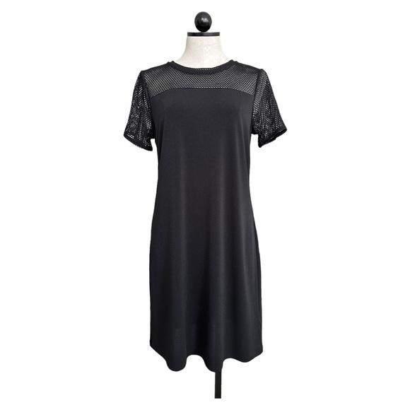 MICHAEL Michael Kors Mesh Top Shift Dress Stretch Short Sleeve Size Medium - Picture 1 of 12